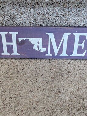 HOME - PROUD Maryland Map - ALL WOOD HOME PURPLE DECOR